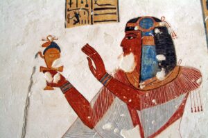 Colourful tomb painting of Egyptian Prince