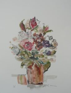Emile's wedding flowers, Still life, 40 X 60cm Drawing SOLD Dorothy Ramsay