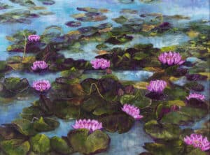 Lily Pond, oil painting on canvas