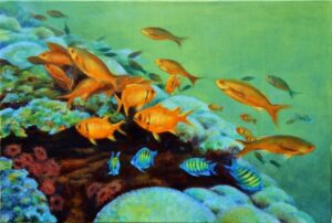 Oil painting of marine life